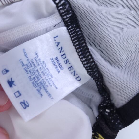 Lands' End Swimsuit Bikini Top 32B, 34A Black Yellow Floral, Underwire - Picture 6 of 6